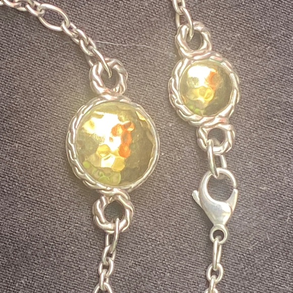 Designer JOHN HARDY Sterling Silver & 22K Palu Bulan Link Chain Necklace, 40”L - Picture 6 of 6